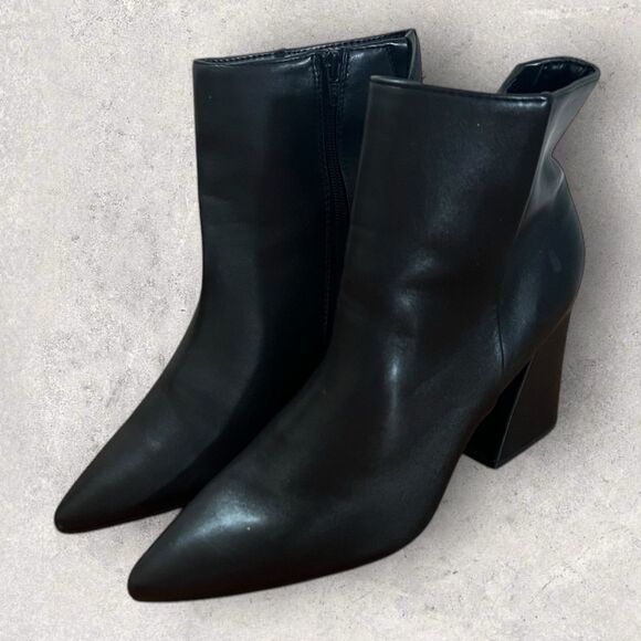 A New Day Womens Size 11 Faux Leather Cullen Ankle Boots Side Zip Block Heel - Picture 1 of 9